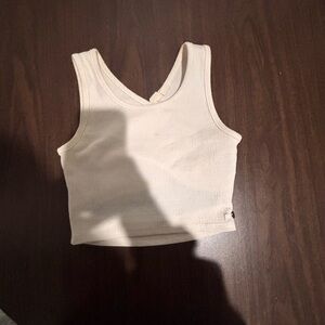 Roxy Cream Ribbed Cropped Tank